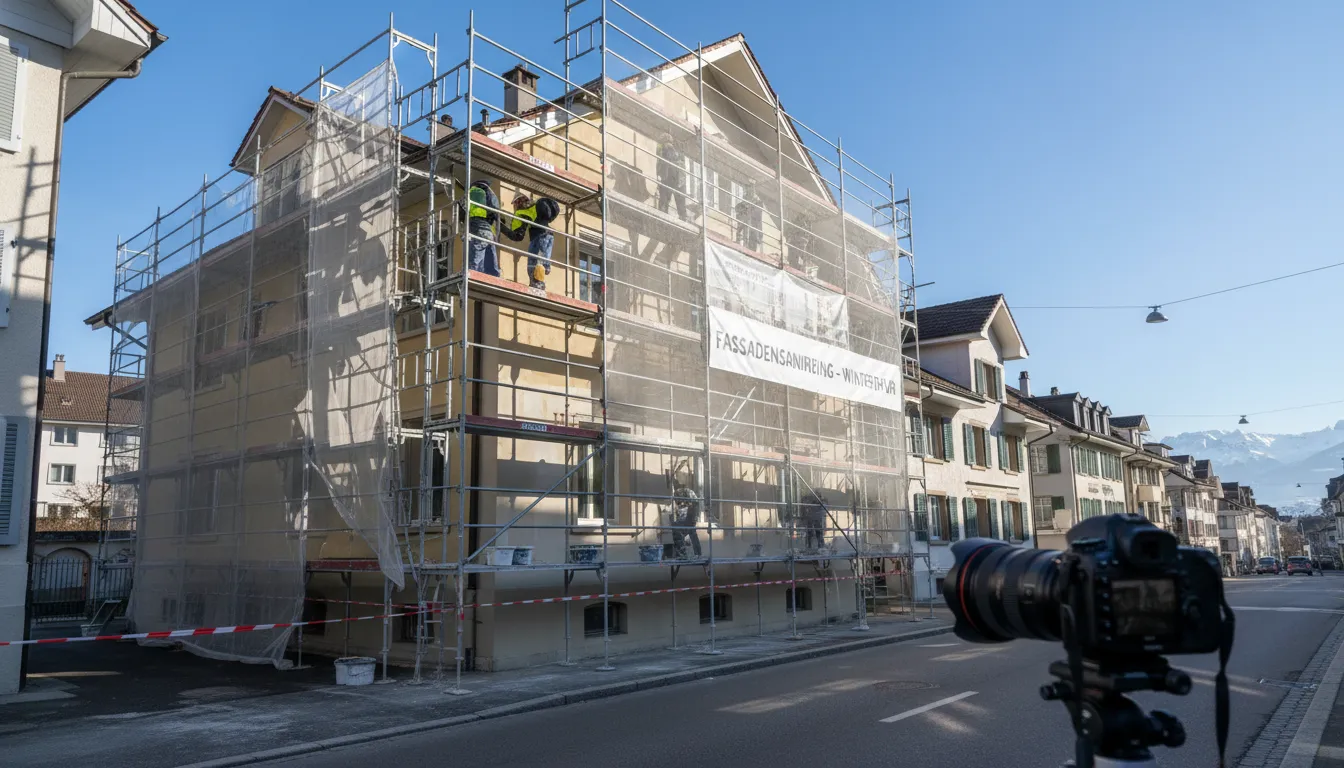 Fassadenarbeiten an Gebäude